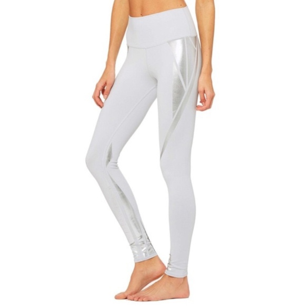ALO Silver & Gray Metallic Airbrush Yoga Leggings